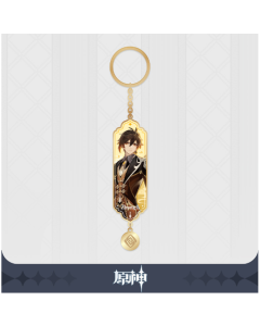 Genshin Impact Character Drawing Card Metal Keychain: Zhongli